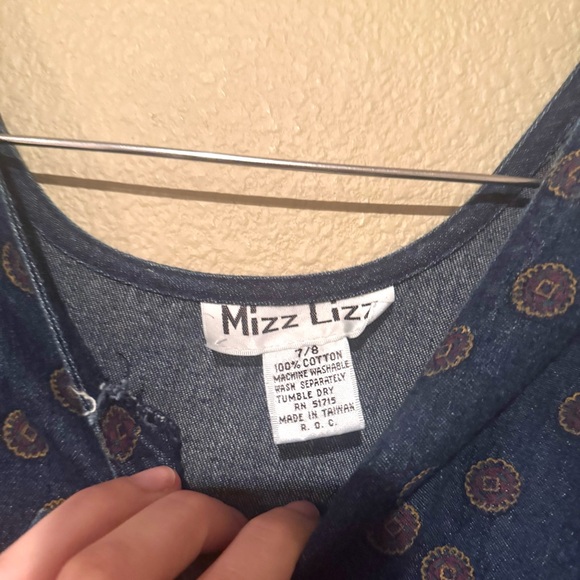 Vintage Mizz Lizzy Denim Fit & Flare Medallion Print Midi Dress Blue Size 7/8 - Picture 4 of 8